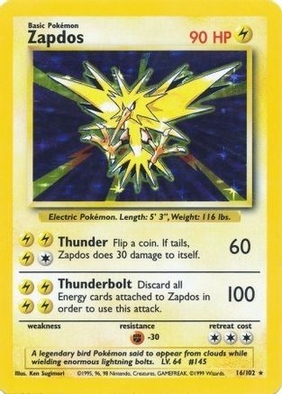 Zapdos (16) Holofoil - Base Set