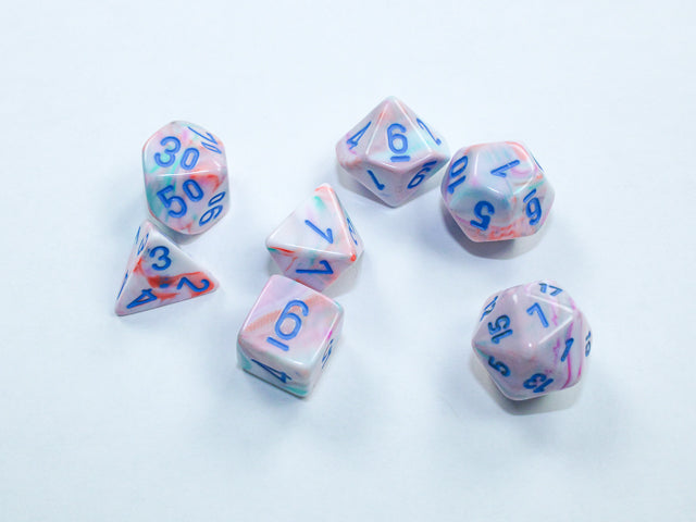 Chessex Festive Pop Art/Blue Mini-hedral Dice Set | Silver Goblin