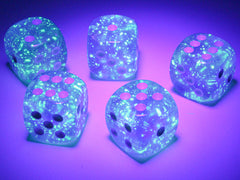 Chessex Luminary Borealis Purple/White 12d6 16mm | Silver Goblin