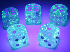 Chessex Luminary Borealis Sky Blue/White 12d6 16mm | Silver Goblin