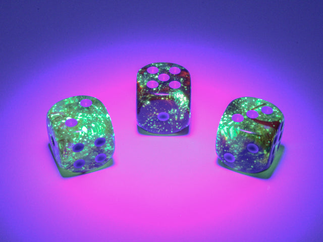 Chessex Luminary Nebula Primary/Blue 12d6 16mm | Silver Goblin