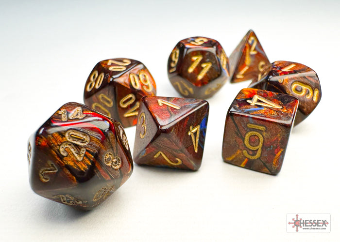 Chessex Scarab Blue Blood/Gold Mini-hedral Dice Set | Silver Goblin