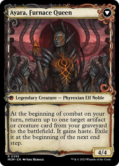 Ayara, Widow of the Realm // Ayara, Furnace Queen (Showcase Planar Booster Fun) [March of the Machine] Foil