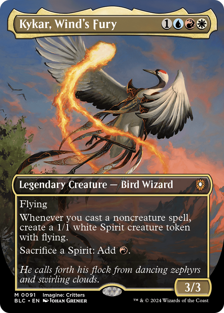 Kykar, Wind's Fury (Borderless) [Bloomburrow Commander] Foil