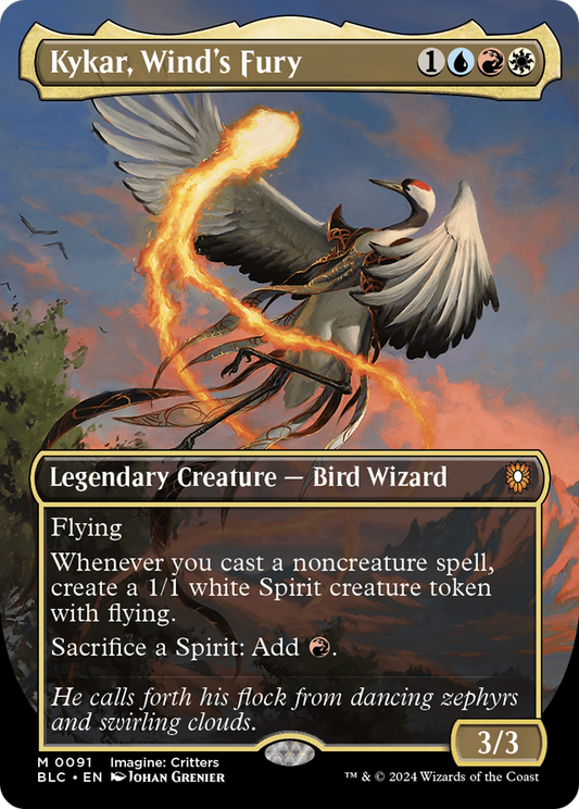 Kykar, Wind's Fury (Borderless) [Bloomburrow Commander] Foil