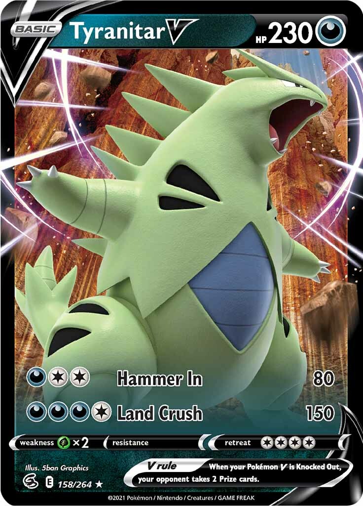 Tyranitar V (158/264) [Sword & Shield: Fusion Strike] | Silver Goblin