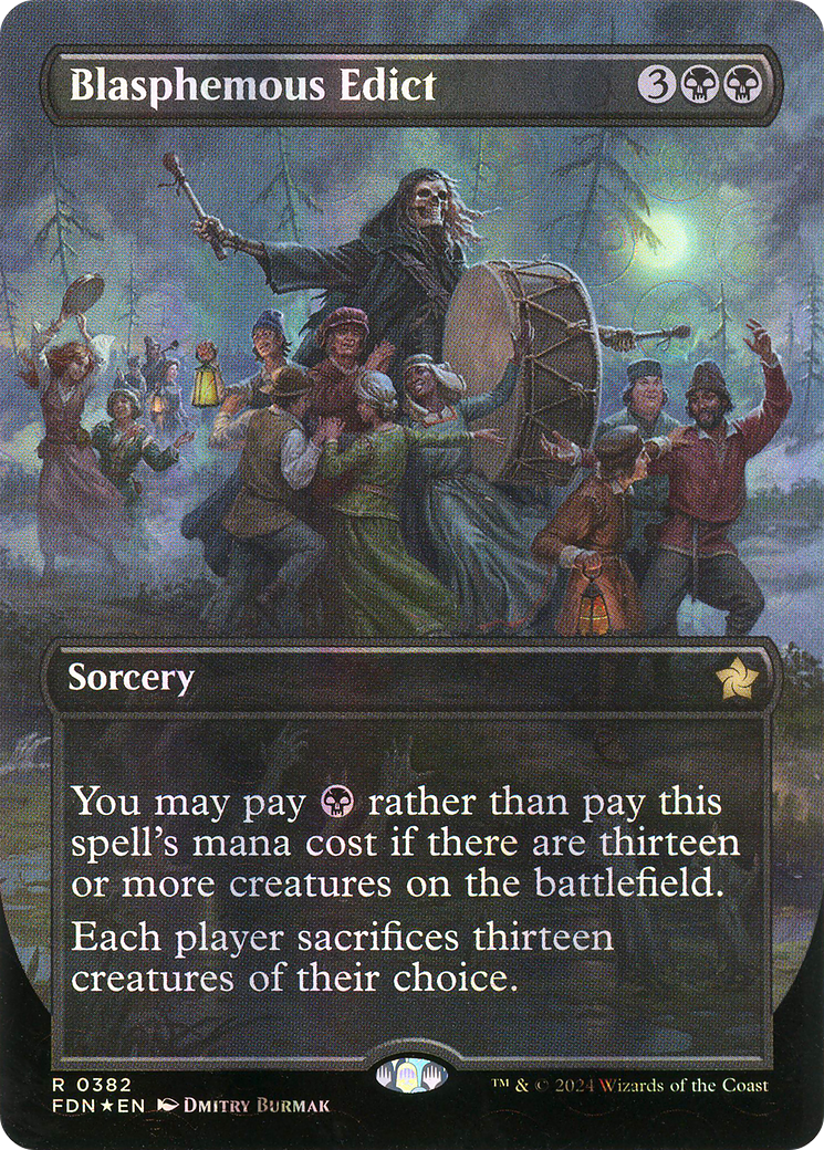 Blasphemous Edict (Borderless) (Mana Foil) [Foundations] | Silver Goblin