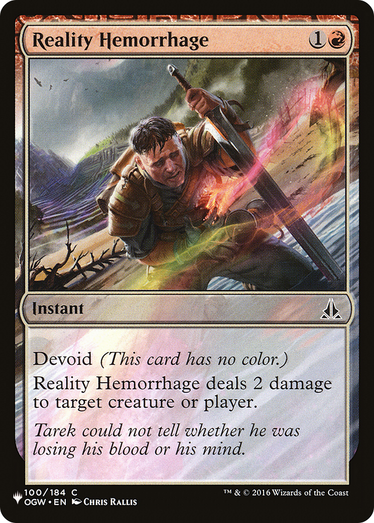 Reality Hemorrhage (OGW-100) - The List