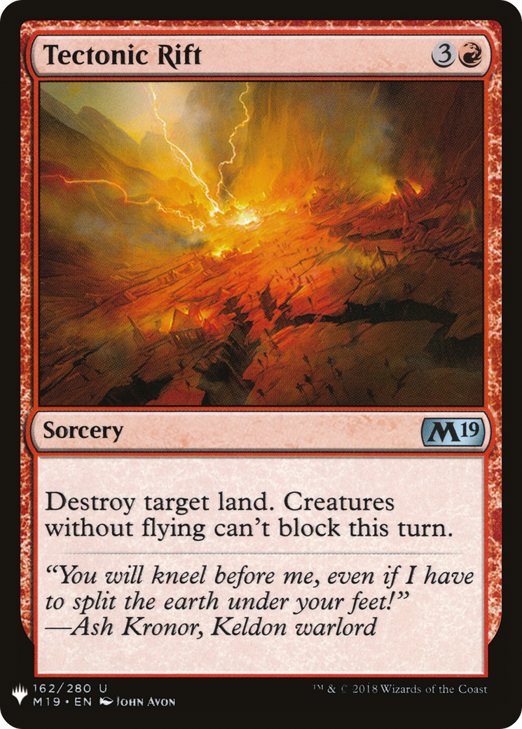 Tectonic Rift (M19-162) - The List