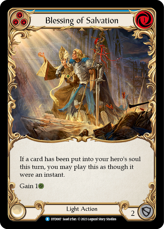 Blessing of Salvation (Blue) [DTD087] (Dusk Till Dawn)  Rainbow Foil | Silver Goblin