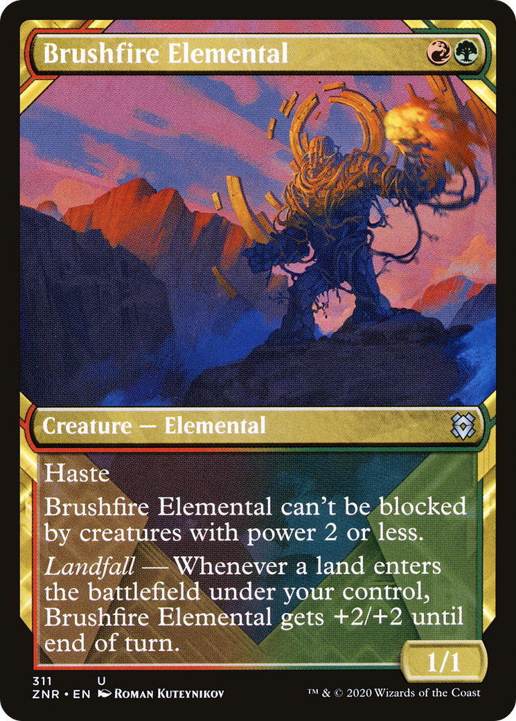 Brushfire Elemental (Showcase) [Zendikar Rising] | Silver Goblin