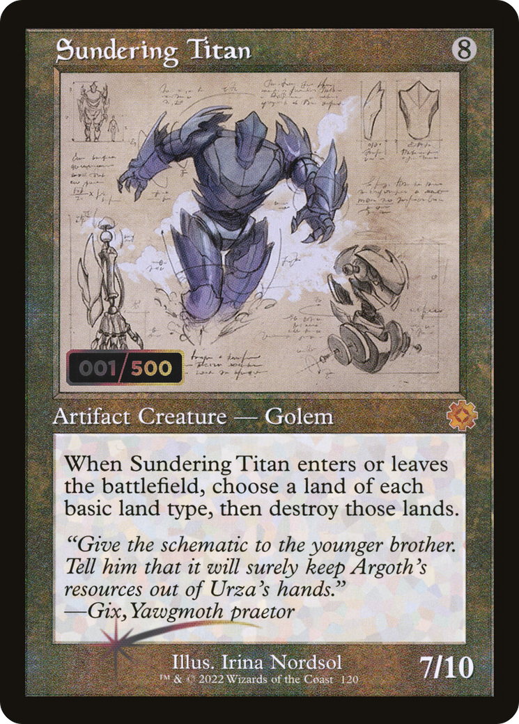 Sundering Titan (Schematic) (Serial Numbered) (Retro) (120) Foil - The Brothers' War Retro Artifacts