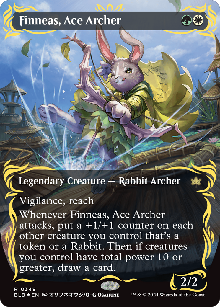 Finneas, Ace Archer (Borderless) (Raised Foil) [Bloomburrow] | Silver Goblin