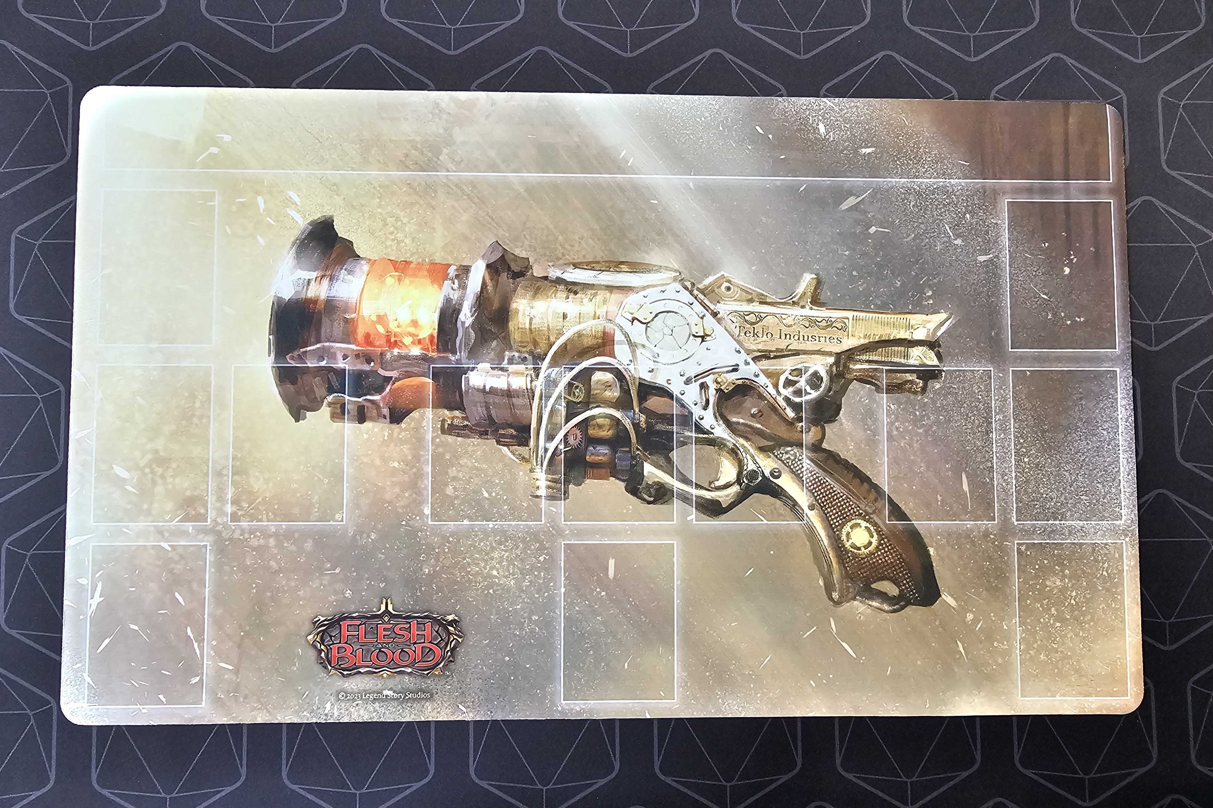 Flesh and Blood Playmat Teklo Plasma Pistol | Silver Goblin