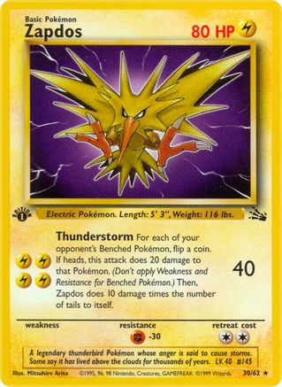 Zapdos (30/62) [Fossil 1st Edition] | Silver Goblin