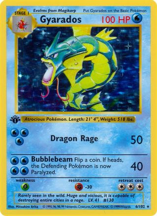 Gyarados (6) Unlimited Holofoil - Base Set Shadowless