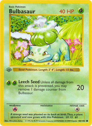 Bulbasaur (44/102) [Base Set Shadowless Unlimited] | Silver Goblin