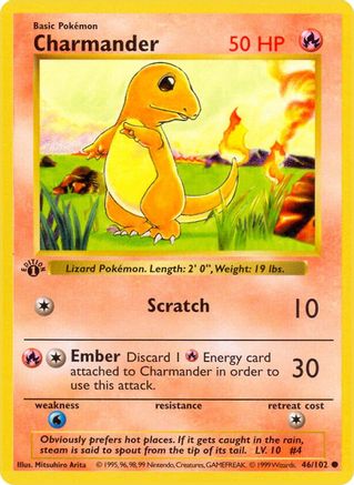 Charmander (46/102) (Shadowless) [Base Set 1st Edition] | Silver Goblin