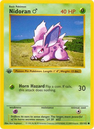 Nidoran M (55) Unlimited - Base Set Shadowless