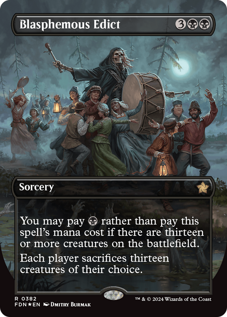 Blasphemous Edict (Borderless) (Mana Foil) [Foundations] | Silver Goblin