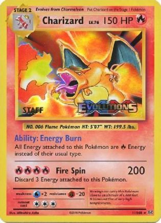 Charizard (11/108) (XY Evolutions Staff Prerelease) [XY: Black Star Promos] | Silver Goblin