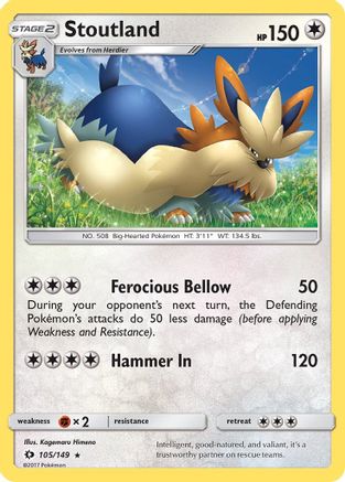 Stoutland (105/149) [Sun & Moon: Base Set] Reverse Holofoil