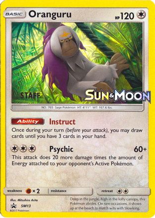 Oranguru (SM13) (Staff Prerelease Promo) [Sun & Moon: Black Star Promos] | Silver Goblin