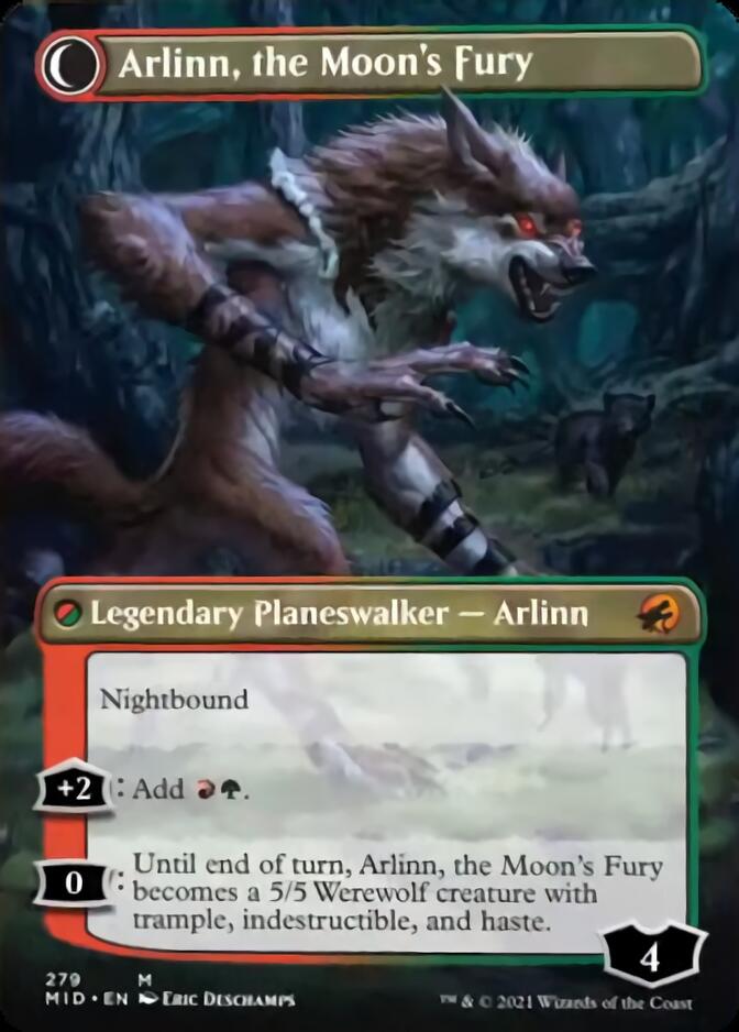 Arlinn, the Pack's Hope // Arlinn, the Moon's Fury (279) Foil - Innistrad: Midnight Hunt