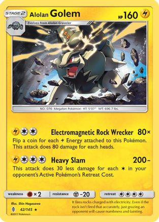 Alolan Golem (42/145) [Sun & Moon: Guardians Rising] Reverse Holofoil