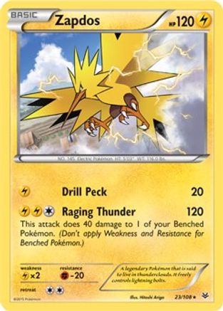 Zapdos(23/108) (Theme Deck Exclusive) [XY: Roaring Skies] | Silver Goblin