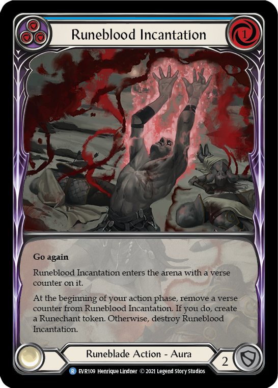 Runeblood Incantation (Blue) [EVR109] (Everfest)  1st Edition Extended Art Rainbow Foil | Silver Goblin