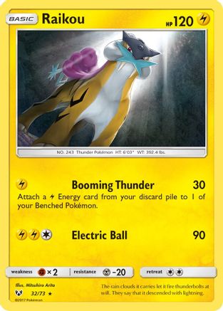 Raikou (32/73) [Sun & Moon: Shining Legends] Reverse Holofoil