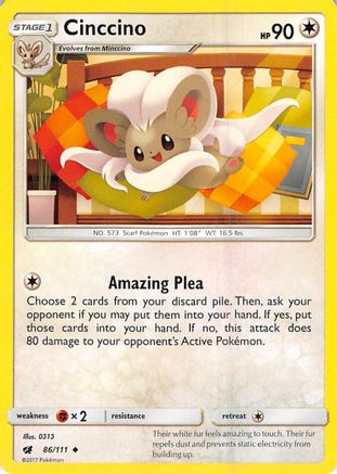 Cinccino (86/111) [Sun & Moon: Crimson Invasion] Reverse Holofoil