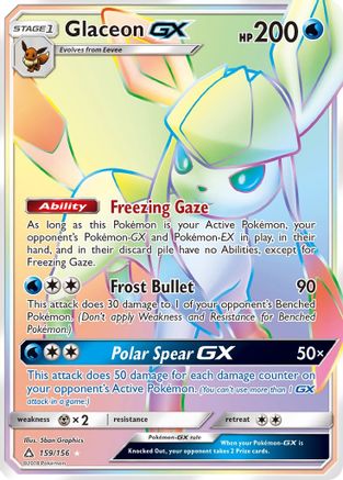 Glaceon GX (Secret Rare) (159) Holofoil - SM  Ultra Prism