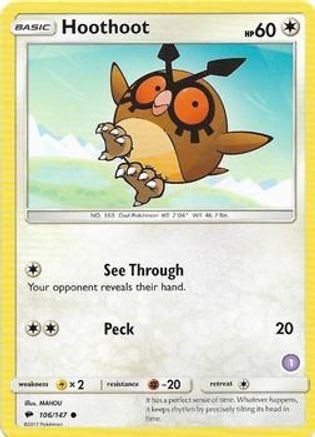 Hoothoot (106/147) (Deck Exclusive #1) [Sun & Moon: Trainer Kit - Alolan Sandslash] | Silver Goblin