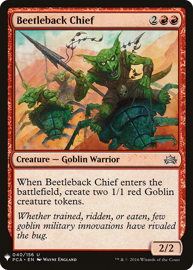 Beetleback Chief (PCA-40) - The List