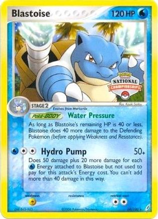 Blastoise (14/100) (National Championship Promo) [EX: Crystal Guardians] | Silver Goblin