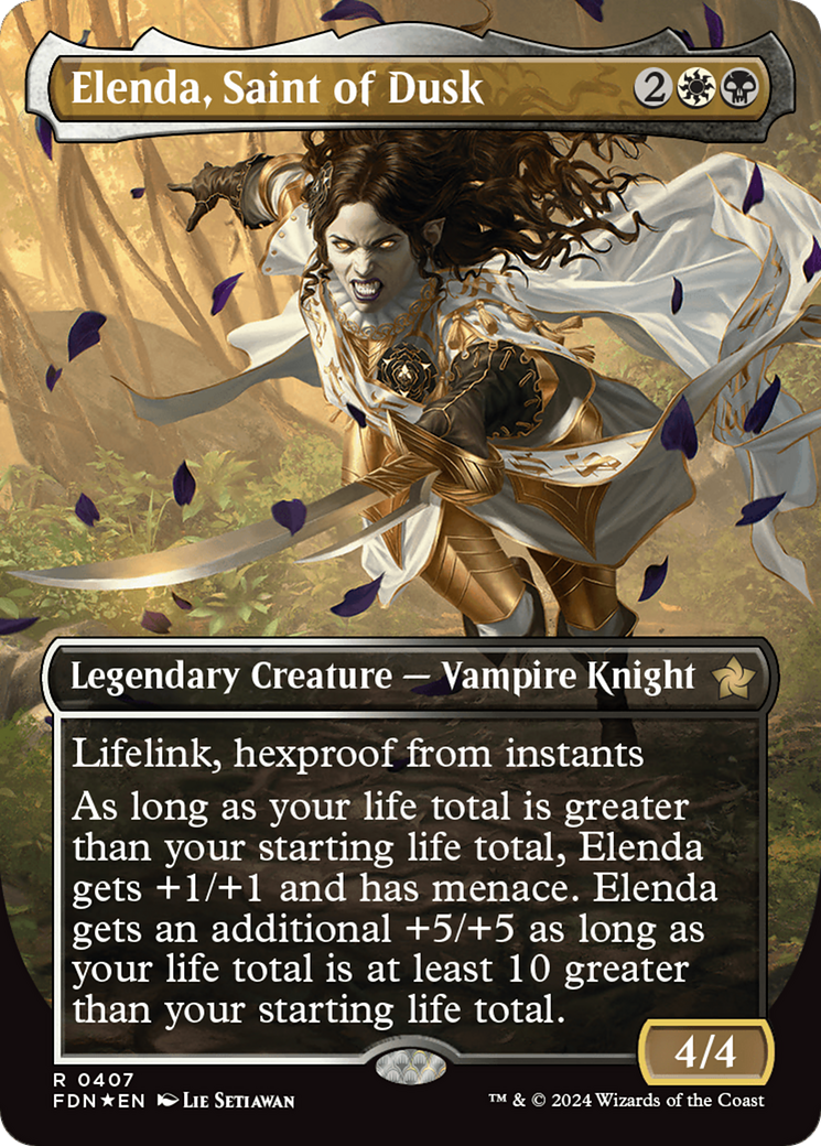 Elenda, Saint of Dusk (Borderless) (Mana Foil) [Foundations] | Silver Goblin