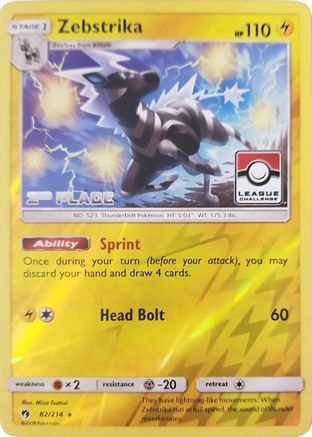 Zebstrika (82/214) (League Promo 2nd Place) [Sun & Moon: Lost Thunder] | Silver Goblin