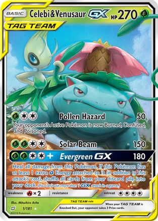 Celebi & Venusaur GX (1) Holofoil - Team Up