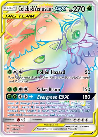 Celebi & Venusaur GX (Secret) (182) Holofoil - SM  Team Up