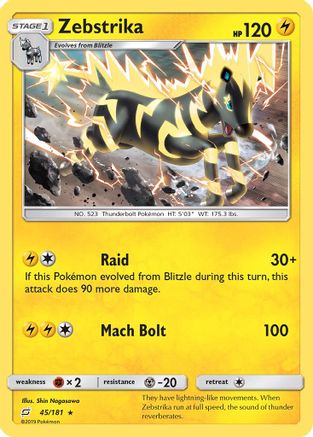 Zebstrika (45/181) [Sun & Moon: Team Up] Reverse Holofoil