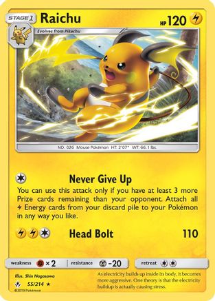 Raichu (55/214) [Sun & Moon: Unbroken Bonds] Reverse Holofoil