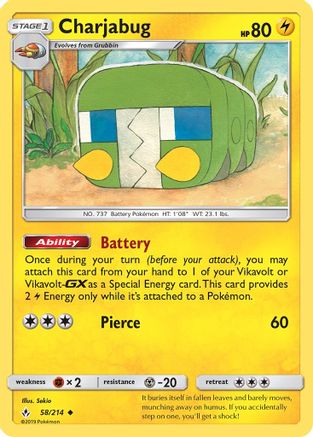 Charjabug (58/214) [Sun & Moon: Unbroken Bonds] Reverse Holofoil