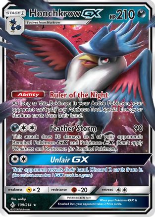 Honchkrow GX (109) Holofoil - SM  Unbroken Bonds