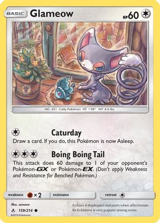 Glameow (159/214) [Sun & Moon: Unbroken Bonds] Reverse Holofoil