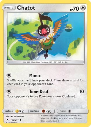 Chatot (162/214) [Sun & Moon: Unbroken Bonds] | Silver Goblin