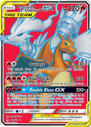 Reshiram & Charizard GX (Full Art) (194) Holofoil - SM  Unbroken Bonds