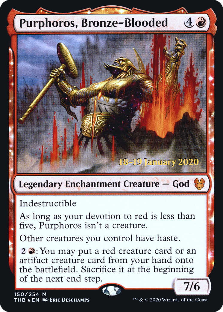 Purphoros, Bronze-Blooded (150) Foil - Theros Beyond Death Promos