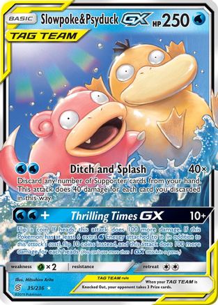 Slowpoke & Psyduck GX (35) Holofoil - SM  Unified Minds